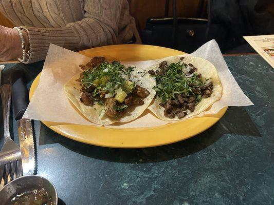 Steak taco, and El Pastor taco. My wife said she never had tacos so flavorful and the meat so moist and juicy.