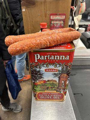 Sausages and olive oil