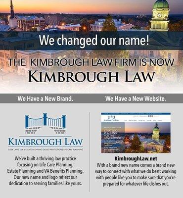 Originally founded as the Kimbrough Law Firm in 2012, the firm rebranded as Kimbrough Law in October 2016.