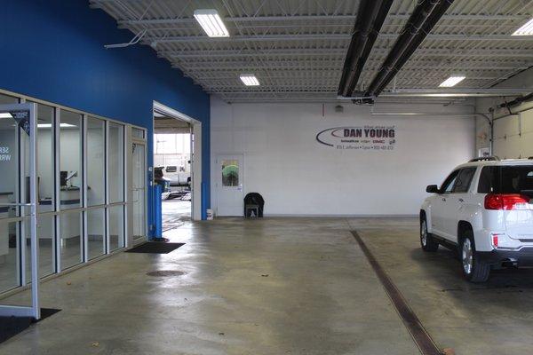 Where you drive your vehicle to get it serviced.