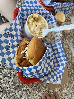 Chicken Sando meal with Mac n Cheese.