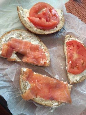 Lox is skimpy. Could buy these ingredients myself and make a better bagel