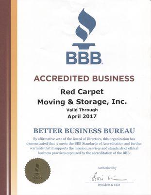 Red Carpet Moving & Storage, Inc. Accredited Business