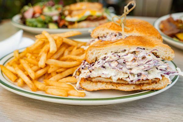 Fried Chicken Sando with crispy fries