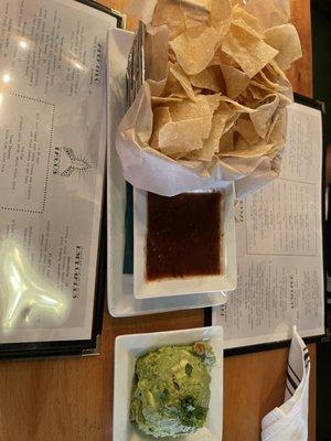 Chips, salsa and guacamole.