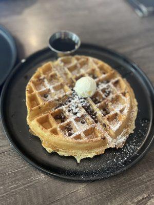 Bacon waffle with chocolate chips