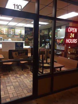 Open 24-hours, but we waited outside for 15 mins.. Door locked and no sign of anyone on shift. False advertising at its finest!