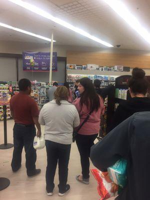 One cashier at all times, even if there is a long line. Who cares about the customers, right?