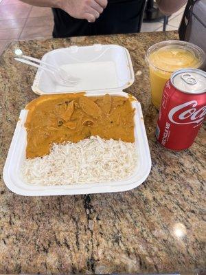 Butter chicken and mango lassi