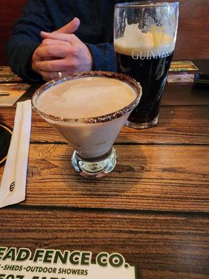 S'mores martini and a Guinness