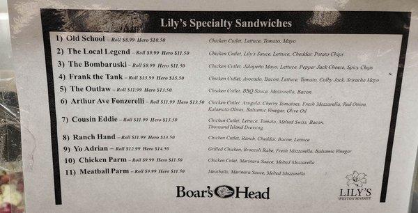 Speciality sandwich menu (1 of 2)