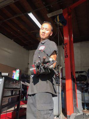 Our technician Jason with hand full of tools