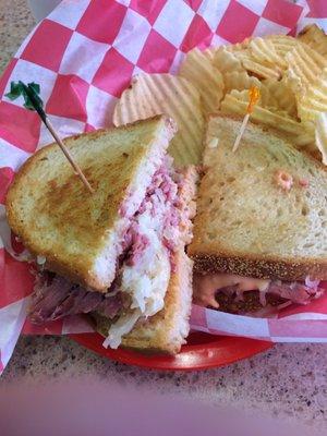 Grilled Rye bread, sauerkraut and thousand island dressing were decent- but not great. I'd eat lunch here from time to time.