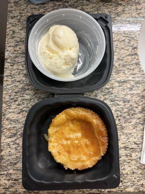 Salted caramel Butter cake with vanilla ice cream to go