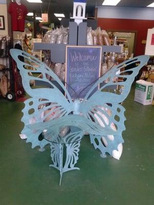 Beautiful Butterfly Bench welcomes you as you enter.