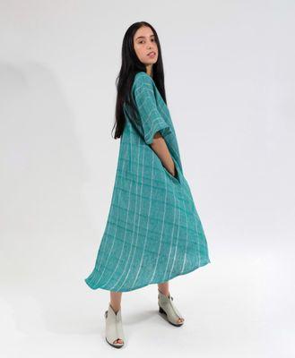 Rorschach Dress in designer surplus teal linen