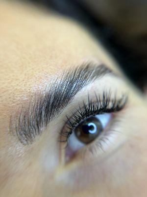 Brow lamination + hybrid lashes