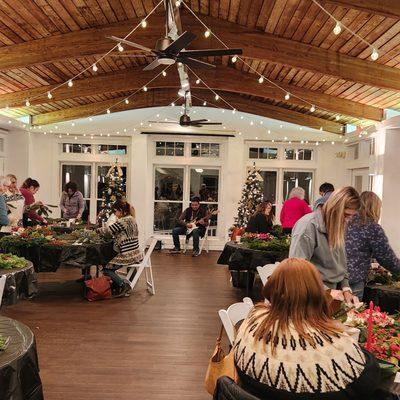 Holiday wreath workshop with music, & mulled wine