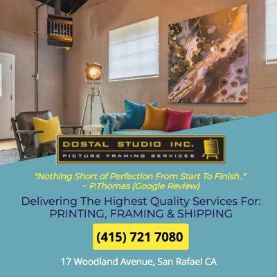 Dostal Studios delivers the highest quality framing, shipping, & printing services.