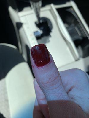 Picture taken after oil was put on my nails before they were fully dried.