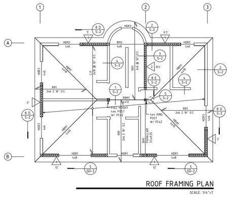 Roof framing plan of new constructed ADU