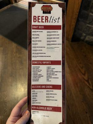 Beer list