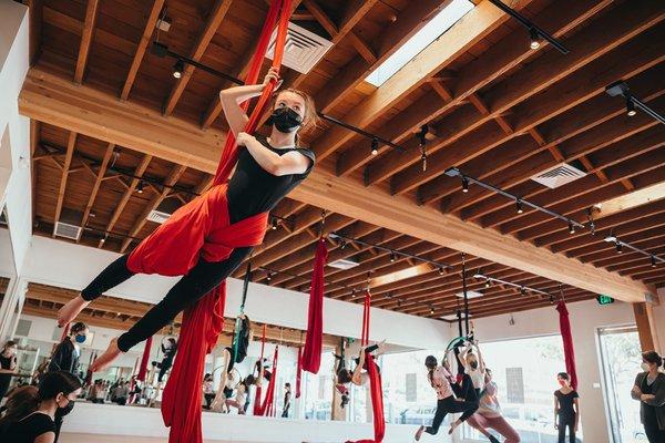 Aerial arts class at Daurden Performing Arts Conservatory (DPAC).  Photo by Jana Bee Photography.