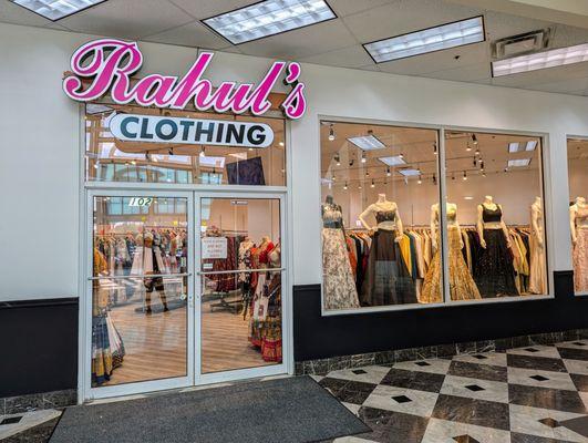 Outside of Rahul's Clothing. Storefront. Located inside Global Mall on the 1st floor (ground level).