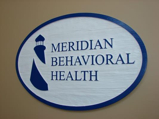 The Meridian Behavioral Health sign, marking the entrance to our main office.