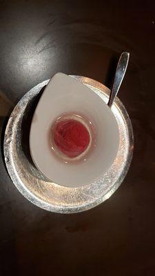 Raspberry sorbet with champagne.  pallet cleanser