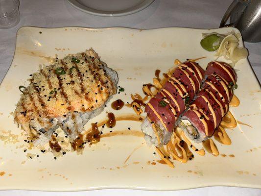 the volcano roll and the red dragon roll