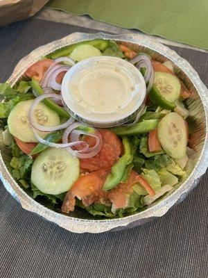 Fresh House Salad with ranch dressing delivered