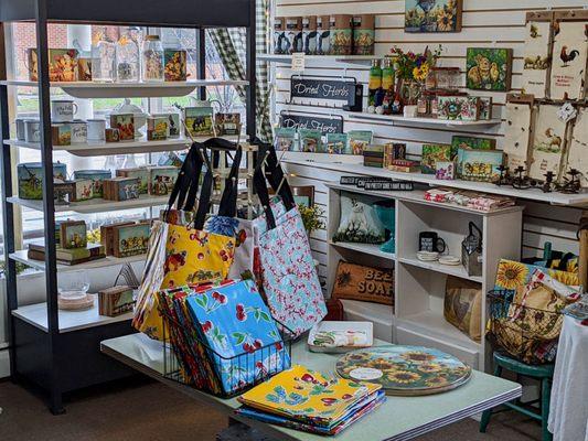 Oilcloth totes and tablecloths