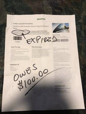 Donna P's Groupon Voucher/Groupon (expired March 26, 2017)