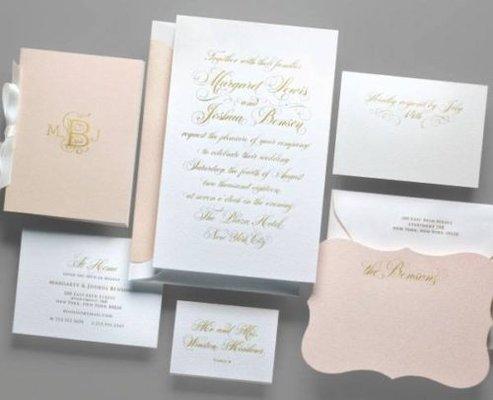 Peach and Pure Gold Wedding Invitation this elegant wedding invitation Cohen Printing & Invitations