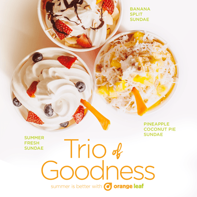 Life is Better with Orange Leaf. Try our Trio of Goodness