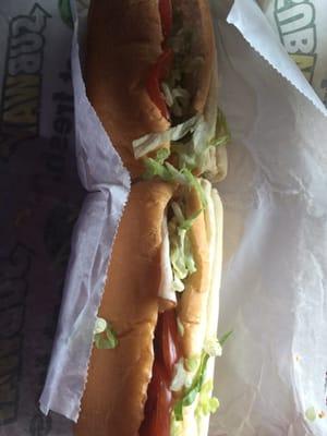 Turkey lettuce tomato foot long.