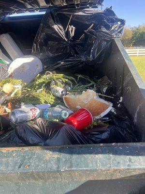 Cake in dumpster