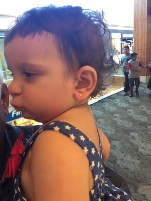 Daughters First Ear Pierce by Claire's in Topanga Mall.