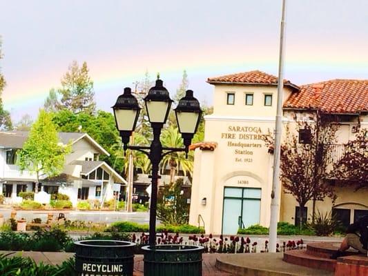 A Rainbow as I step out of Chase Bank in beautiful Saratoga Village. I only wish the pot of gold appeared