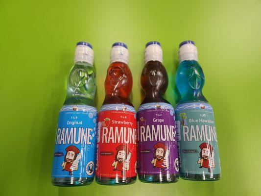 Ramune (Japanese Sprite) Original,  Strawberry,  Grape,  Blue Hawaii