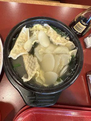 Dumpling and rice cake soup