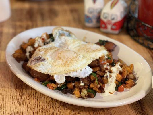 The Veggie Hash  My spouse ate every last bite and didn't offer to share. That means he was really enjoying it:)