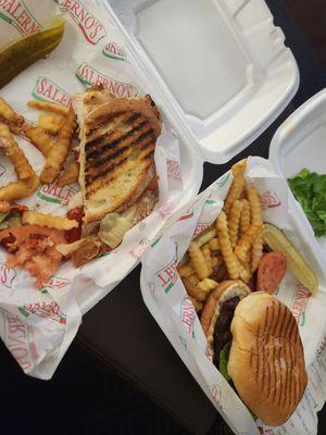 Dry ass chicken sandwich and hockey puck burger.