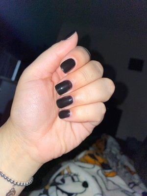 Black gel nails.