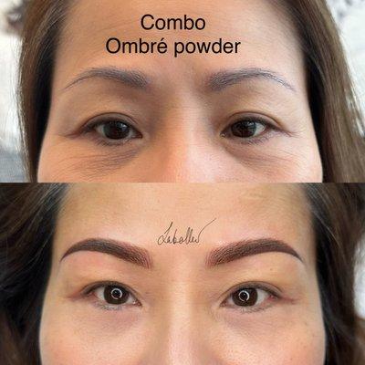 Ombré powder brow with nano hair strokes. Text 469-810-1303