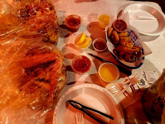 The sauces and spices they provide. You can see that Alaskan King Crab leg calling me.