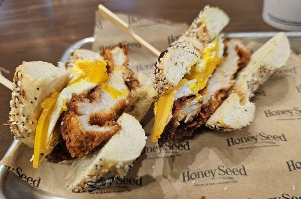 Fried chicken everything bagel