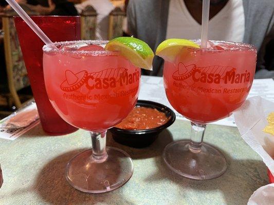 Strawberry margaritas on the rocks