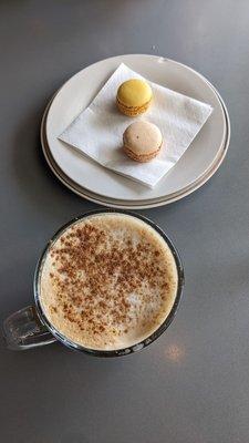 Pumpkin White Mocha and macarons